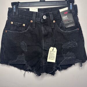 Levi’s 501 Original Fit High Rise Distressed Shorts Sz 24